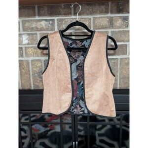 Vintage Small Reversible Vest Corduroy Tan And Floral Dark Academia Professor